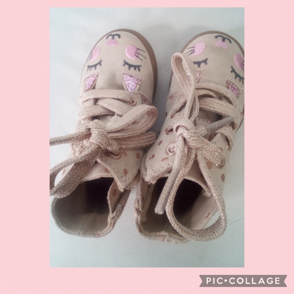 Pink kitten baby girl shoes